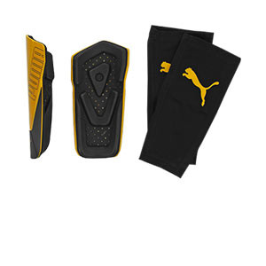 Puma ftblNXT Pro Flex sleeve - Espinilleras de fútbol Puma con mallas de sujeción - amarillas - trasera