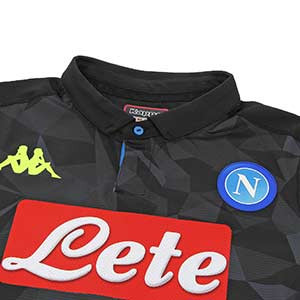 Kappa 2a Napolés 2018 2019 Europa - Camiseta auténtica de la segunda equipación Champions League del SSC Napoli 2018 2019 - negra - cuello