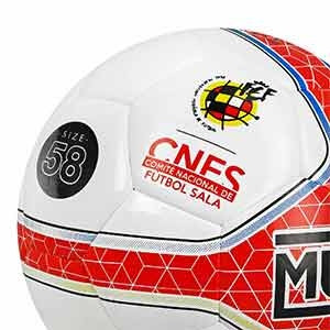 Balón Munich Hera Indoor RFEF Talla 3 - Balón de fútbol sala Munich Federación Española de Fútbol talla 58 cm - blanco y rojo - detalle talla