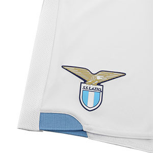 Short Macron SS Lazio 2019 2020 - Pantalón corto Macron primera equipación SS Lazio 2019 2020 - blanco - detalle escudo