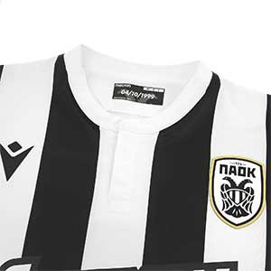 Camiseta Macron PAOK Salónica 2019 2020 - Camiseta Macron primera equipación PAOK Salónica 2019 2020 - blanca y negra - detalle cuello