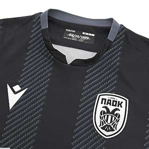 Camiseta Macron PAOK Salónica 2a 2019 2020 - Camiseta Macron segunda equipación PAOK Salónica 2019 2020 - negra - detalle cuello