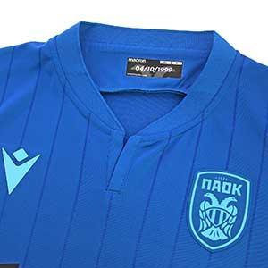 Camiseta Macron PAOK Salónica 3a 2019 2020 - Camiseta Macron tercera equipación PAOK Salónica 2019 2020 - azul - detalle cuello