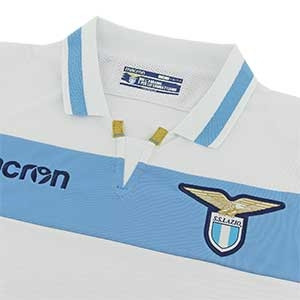 Camiseta Macron 2a Lazio 18 - 2019 - Camiseta 2a equipación Società Sportiva Lazio 2018 - 2019 - blanca y azul celeste - detalle cuello