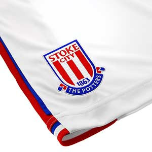 Short oficial Stoke City 17-18 - Pantalón corto oficial primera equipación Stoke City 2017 - 2018 - Blanco - detalle escudo