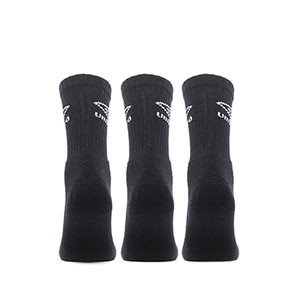 Calcetines algodón Umbro pack 3 - Pack de 3 calcetines de algodón Umbro - Negro - trasera