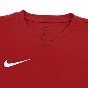 Camiseta entreno Nike Dry Football - Camiseta manga corta de entrenamiento Nike - roja - detalle cuello