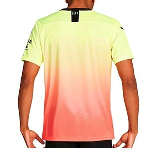 Camiseta Puma M City 3a 2019 2020 - Camiseta Puma tercera equipación M. City 2019 2020 - amarilla y naranja - trasera