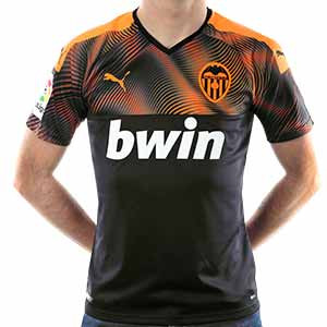 Camiseta Puma Valencia 2a Rodrigo 2019 2020 - Camiseta Rodrigo M. Puma segunda equipación Valencia 2019 2020 - negra y naranja - trasera