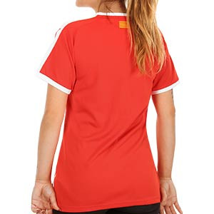 Camiseta Puma Girona mujer 2019 2020 - Camiseta de mujer Puma primera equipación Girona 2019 2020 - roja y blanca - trasera