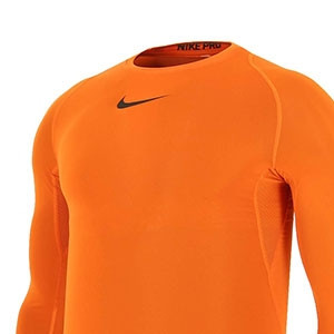 Camiseta compresiva manga larga Nike Pro - Camiseta interior compresiva Nike - Naranja - detalle