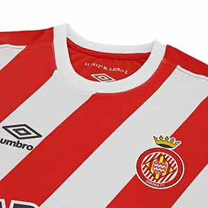 Camiseta Umbro primera Girona 18 2019 - Camiseta primera equipación Umbro Girona 2018 2019 - roja y blanca - detalle cuello