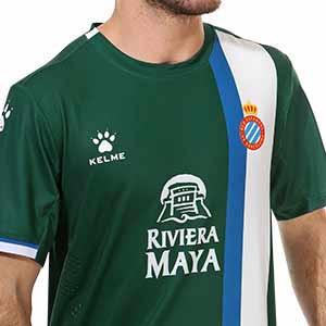 Camiseta Kelme 2a Espanyol 2019 2020 - Camiseta segunda equipación Kelme Espanyol 2019 2020 - verde oscura - cuello