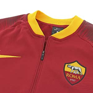 Chaqueta himno AS Roma 18 - 19 - Chaqueta himno Nike oficial del AS Roma 2018 - 2019 - Granate - detalle cuello