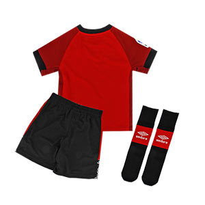 Equipación Umbro niño Mallorca 2019 2020 - Conjunto infantil Umbro primera equipación Mallorca 2019 2020 sin espónsor - roja y negra - trasera