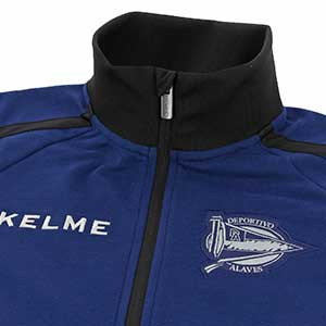 Chándal Kelme Alavés paseo 2018 2019 - Conjunto de chándal de paseo Alavés 2018 2019 - azul y negro - Detalle cuello