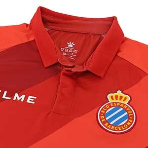 Camiseta Kelme 2a Espanyol 2018 2019 - Camiseta oficial segunda equipación RCD Espanyol 2018 2019 - roja - detalle cuello