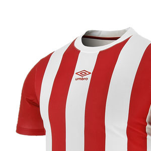 Camiseta Umbro Brave - Camiseta a rayas Umbro de poliéster - Blanco / Rojo - frontal