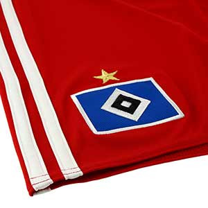 Short oficial Hamburgo 17-18 - Pantalón corto oficial primera equipación Hamburgo S.V. 2017 - 2018 - Rojo - detalle escudo