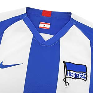 Camiseta Nike Hertha Berlín 2019 2020 Stadium - Camiseta Nike primera equipación Herta Berlín 2019 2020 - azul y blanca - detalle cuello