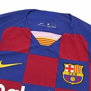 Camiseta Nike Barcelona Stadium 2019 2020 - Camiseta manga larga Nike primera equipación FC Barcelona 2019 2020 - azulgrana - detalle cuello