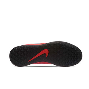 Nike Jr. Phantom Vision Club DF TF - Zapatillas multitaco infantiles Nike con tobillera FootballX suela turf - rojas - suela