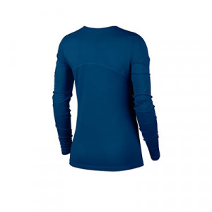 Camiseta de manga larga Nike Pro mujer - Camiseta de manga larga de mujer para fútbol Nike - azul - trasera