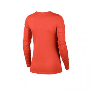 Camiseta de manga larga Nike Pro mujer - Camiseta de manga larga de mujer para fútbol Nike - roja - trasera