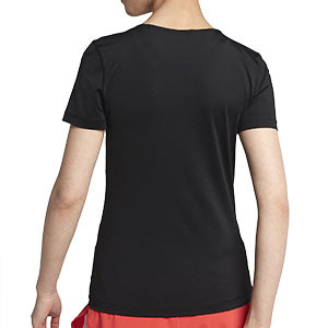 Camiseta Nike Pro mujer - Camiseta de manga corta de mujer para fútbol Nike - negra - trasera