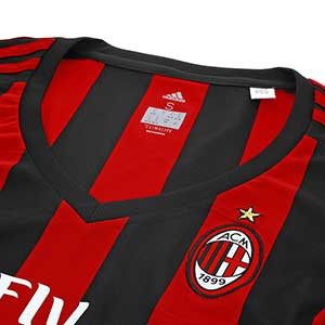 Camiseta mujer AC Milan 17-18 - Camiseta chica primera equipación AC Milan 2017 - 2018 - Rojo / Negro - detalle escudo