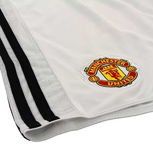 Short 1a equipación Man United  17/18 - Pantalón adidas climacool primera equipación del Man United 2017-2018 - Blanco - detalle escudo