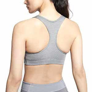 Sujetador Nike mujer Swoosh con relleno - Top deportivo Nike de mujer con relleno para fútbol - gris - trasera