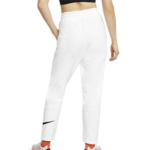 Pantalón Nike Swoosh mujer - Pantalalón largo de algodón para mujer Nike - blanco - trasera