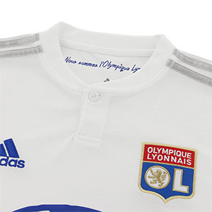 Camiseta adidas O.Lyon 2019 2020 - Camiseta adidas primera equipación del Olympique de Lyon 2019 2020 - blanca - detalle cuello