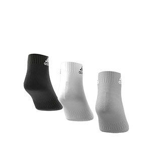 Calcetines tobilleros adidas Cushioned 3pp - Pack 3 calcetines tobilleros adidas - blanco, grises y negros - trasera