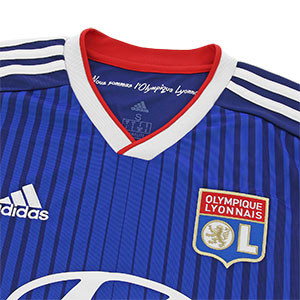 Camiseta adidas O.Lyon 2a 2019 2020 - Camiseta adidas segunda equipación del Olympique de Lyon 2019 2020 - azul - detalle cuello