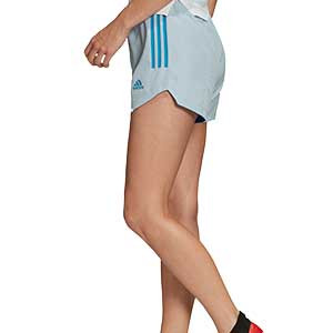 Short adidas Condivo 20 Primeblue mujer - Pantalón corto de entrenamiento de fútbol de mujer adidas - azul celeste - trasera