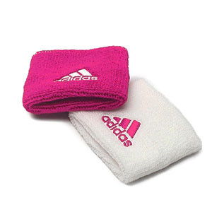 Muñequeras rizo adidas - Muñequeras básicas adidas (2 uds) - Blanco / Rosa - frontal