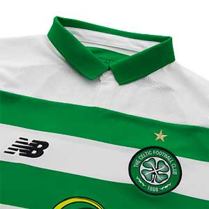 Camiseta New Balance Celtic Glasgow 2019 2020 - Camiseta primera equipación New Balance Celtic de Glasgow 2019 2020 - blanca y verde - detalle cuello