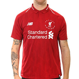 Camiseta New Balance Liverpool 6 UCL 2018 2019 - Camiseta 6 Champions primera equipación New Balance Liverpool 2018 2019 - roja - frontal