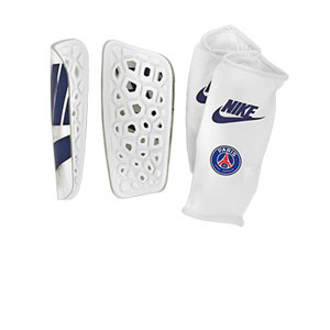 Nike PSG Mercurial Lite - Espinilleras Nike Paris Saint-Germain con mallas de sujeción - blancas - trasera