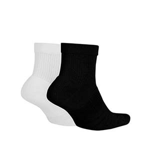 Calcetines tobilleros Nike Multiplier pack 2 - Pack de 2 calcetines tobilleros Nike - blancos y negros - trasera