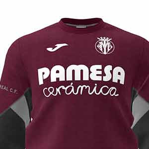 Sudadera Joma Villarreal entreno 2019 2020 - Sudadera de entrenamineto Joma Villareal 2019 2020 - granate y negra - frontal