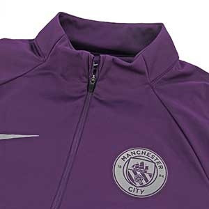 Sudadera entreno Nike Man City Aeroshield 18 2019 - Sudadera de entrenamiento repelente al agua y al viento del Manchester City 2018 2019 - lila - detalle cuello