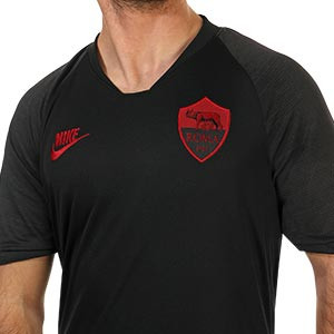 Camiseta Nike Roma entreno 19 2020 Breathe Strike - Camiseta entreno Nike AS Roma 2019 2020 - negra - detalle cuello