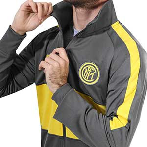 Chándal Nike Inter Milan entreno 2019 2020 Strike - Chándal entrenamiento Nike Inter de Milán Champions 2019 2020 - gris y amarillo - detalle cuello