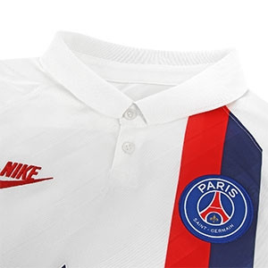 Camiseta Nike 3a PSG 2019 2020 Stadium - Camiseta Nike tercera equipación Paris Saint Germain 2019 2020 - blanca - detalle cuello