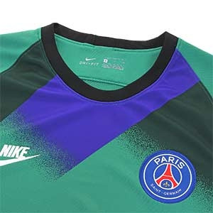 Camiseta Nike PSG UCL portero 2019 2020 Stadium - Camiseta portero manga larga Nike PSG Champions 2019 2020 - verde y azul - detalle cuello