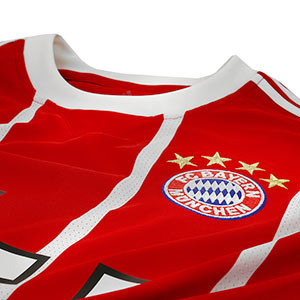 Camiseta manga larga FC Bayern 17/18 - Camiseta oficial de manga larga primera equipación Bayern Múnich 2017 - 2018 - Rojo - detalle escudo