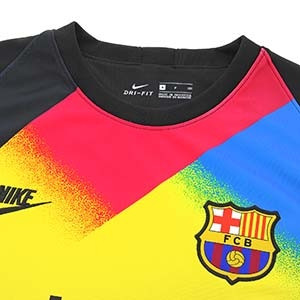 Camiseta Nike Barcelona portero 19 2020 Champions - Camiseta portero manga larga Nike FC Barcelona Champions 2019 2020 - amarilla y negra - detalle cuello